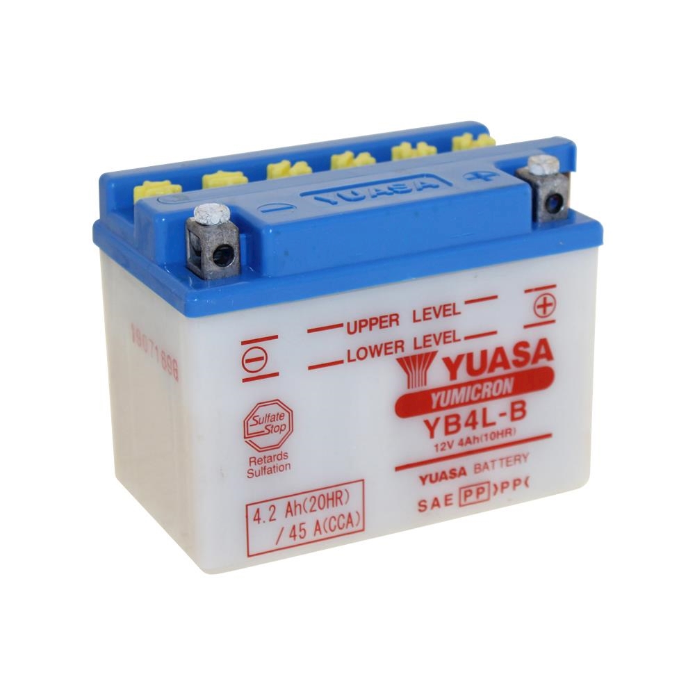 f/ür Piaggio // Vespa LX50 Batterie YUASA YB4L-B 2T Ma/ße: 121x71x93 Baujahr 2012 12V//4AH