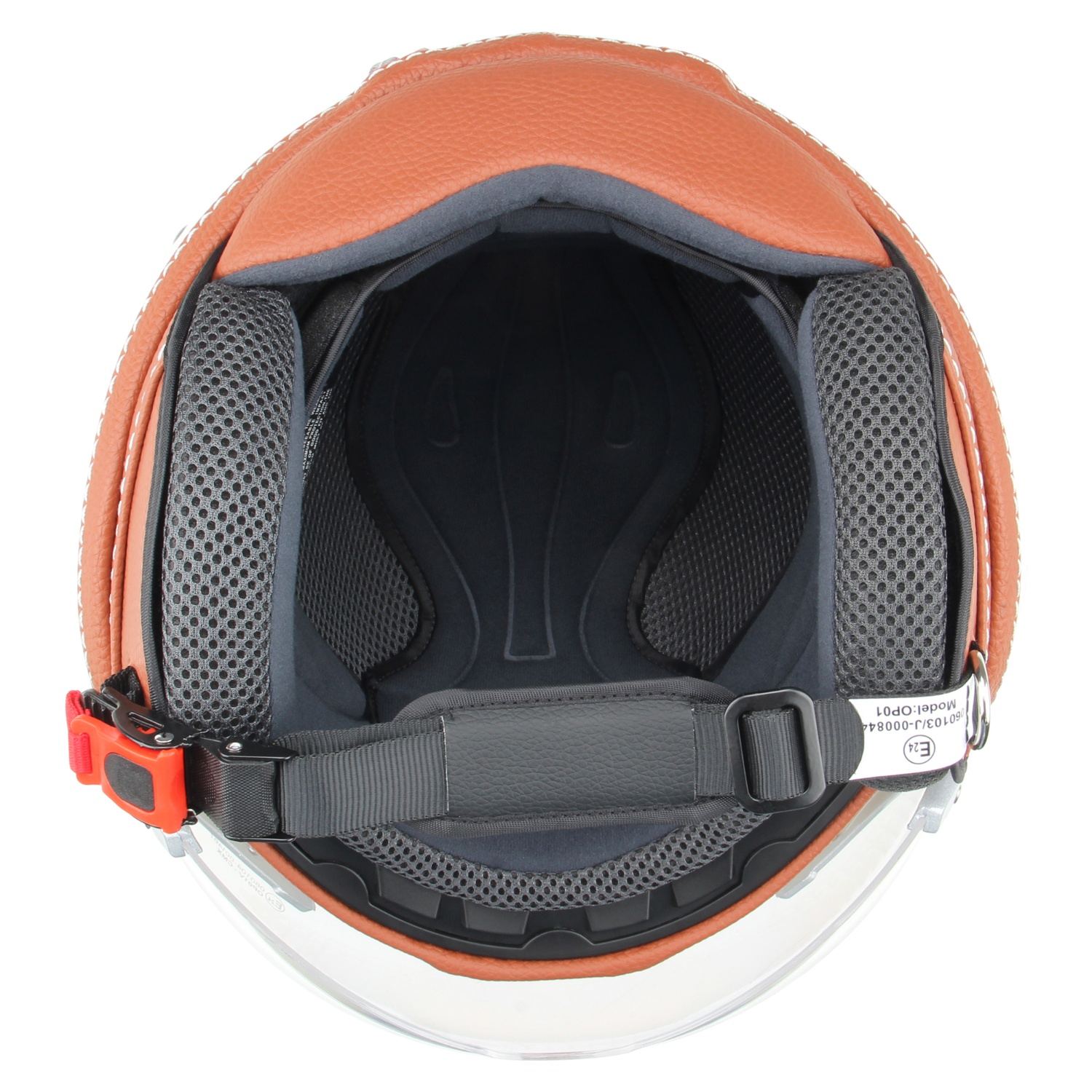Jethelm Rollerhelm Policehelm Motorradhelm CMX "Paul" weiß mit braunem Leder - Bild 10 von 22