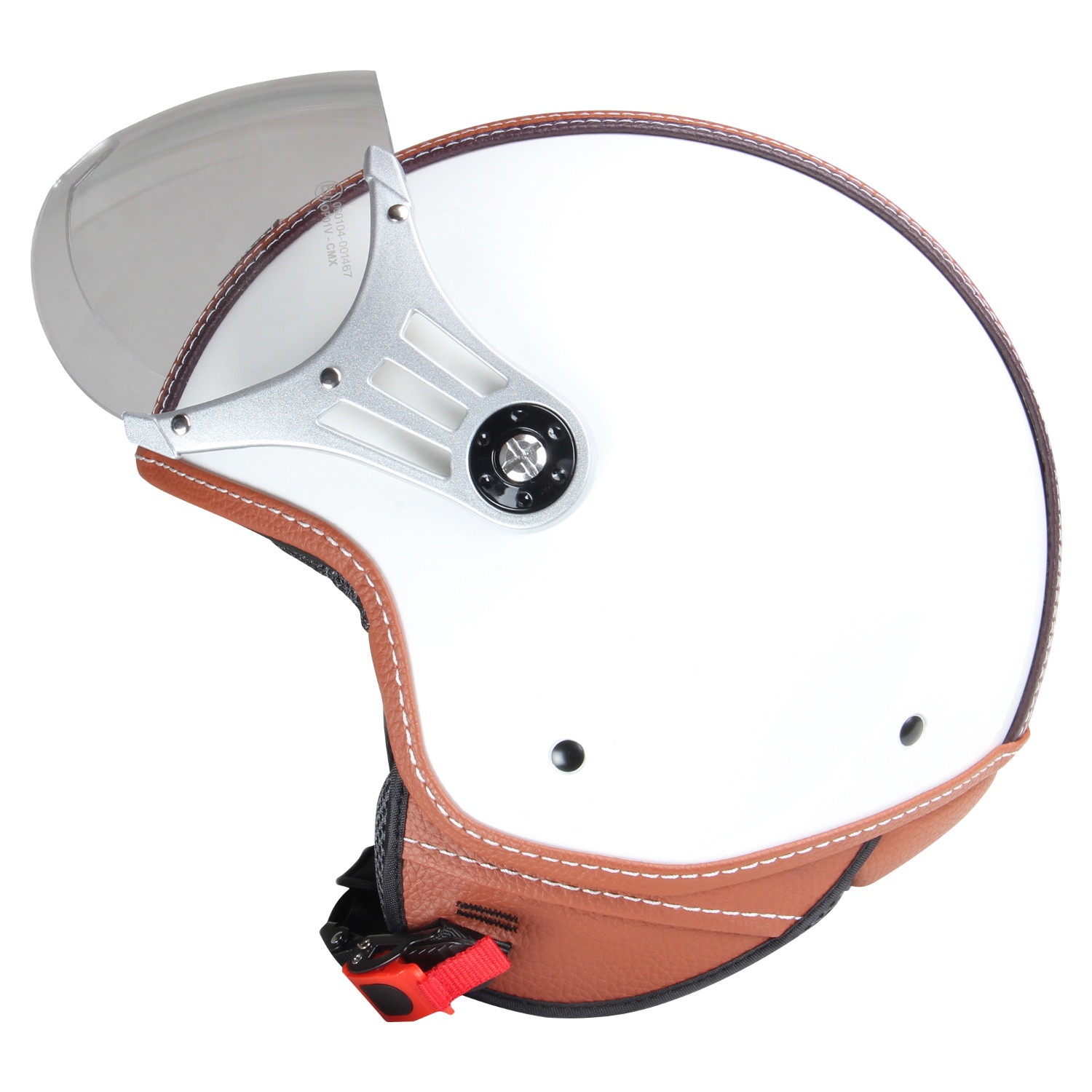 Jethelm Rollerhelm Policehelm Motorradhelm CMX "Paul" weiß mit braunem Leder - Bild 12 von 22