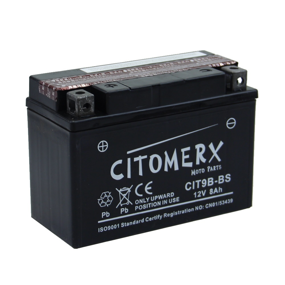 Batterie CIT9B-BS YT9B-4 GT9-B4 wartungsfrei 12V 8Ah Pluspol links DIN 50815