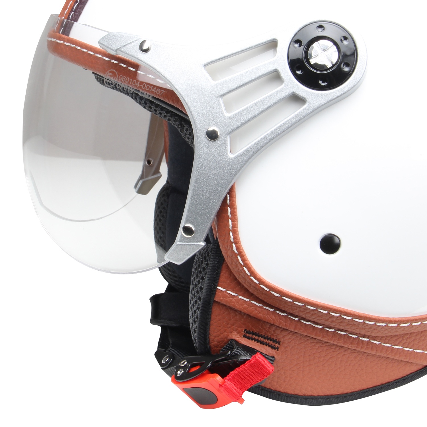Jethelm Rollerhelm Policehelm Motorradhelm CMX "Paul" weiß mit braunem Leder - Bild 18 von 22