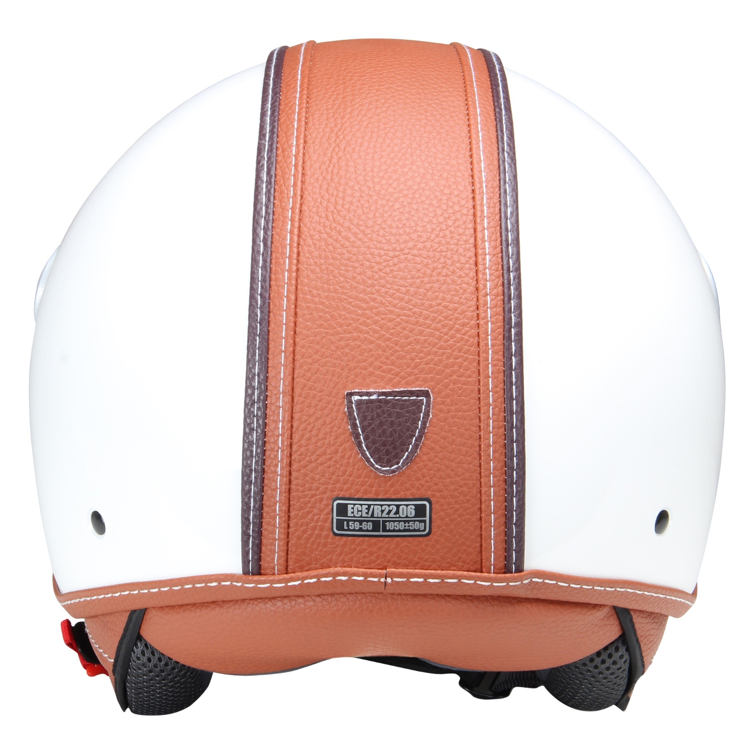 Jethelm Rollerhelm Policehelm Motorradhelm CMX "Paul" weiß mit braunem Leder - Bild 21 von 22