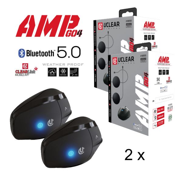 Helmkommunikationssystem AMP GO4 mit Bluetooth 5.0 Double Pack für 2 Helme (180505D_23011209355250)