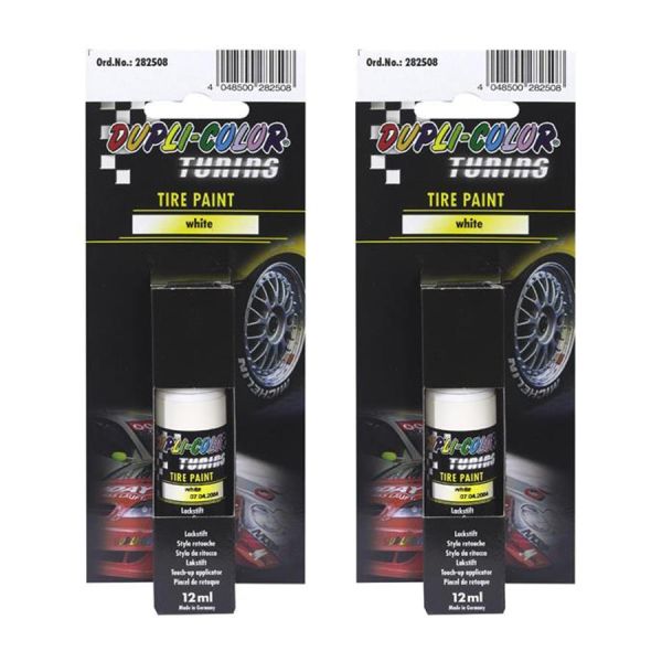 Duplicolor TirePaint - Weißer Lackstift zur Reifenmarkierung 2x 12 ml. (DU2825082_24051009501638)