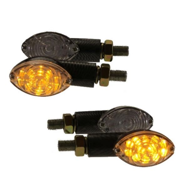 4x Motorrad Mini Blinker LED Arken carbon klar E-geprüft M10 (164831)