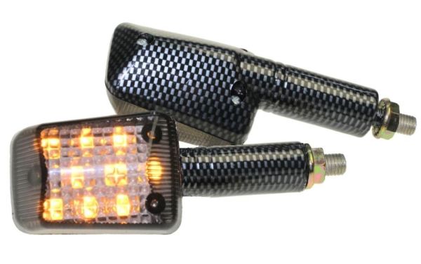 Motorrad Mini Blinker LED Steve carbon getönt E-geprüft (163700)