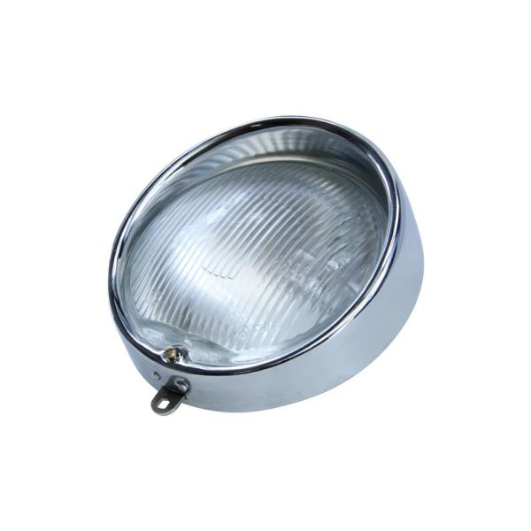 Scheinwerfereinsatz rund chrom 130mm Typ Hella für Mustang Moped Mofa Mokick (188039)