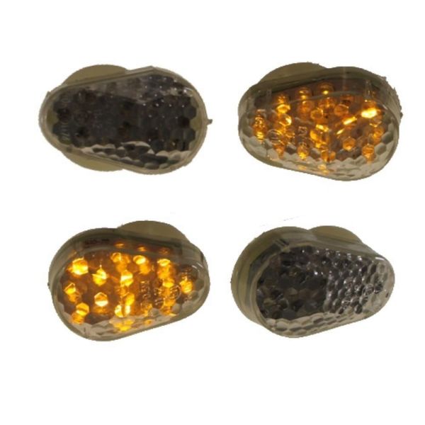 4x Motorrad Blinker Verkleidungsblinker Runbun transparent E-geprüft (164844)