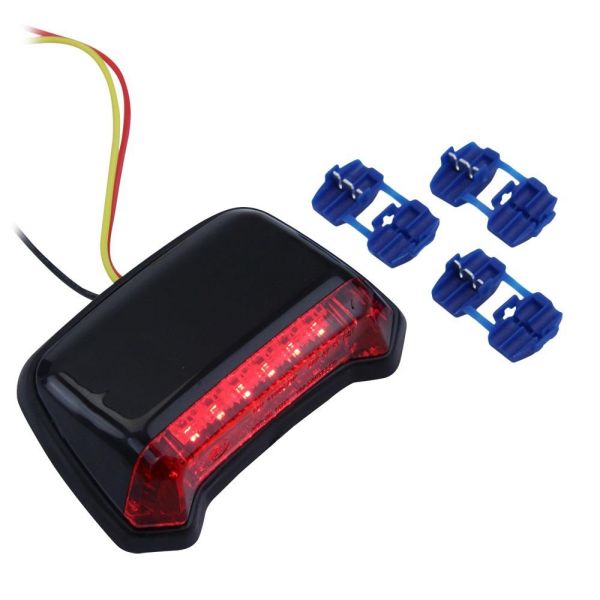 LED Rücklicht schwarz rotes Glas hinten 12V Motorrad Quad Roller (166236)