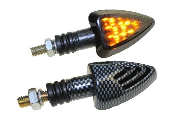 Motorrad Mini Blinker LED Jake carbon getönt E-geprüft (163679)