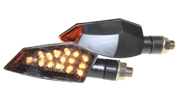 Motorrad Mini Blinker LED JU100 schwarz getönt E-geprüft M10 (163681)