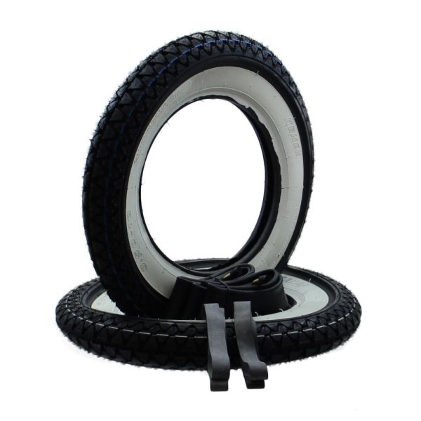 Weißwand Reifen Set 2x Kenda K333 3.50-10 + Schlauch/Felgenband für Vespa PX Ape (1669852s2)