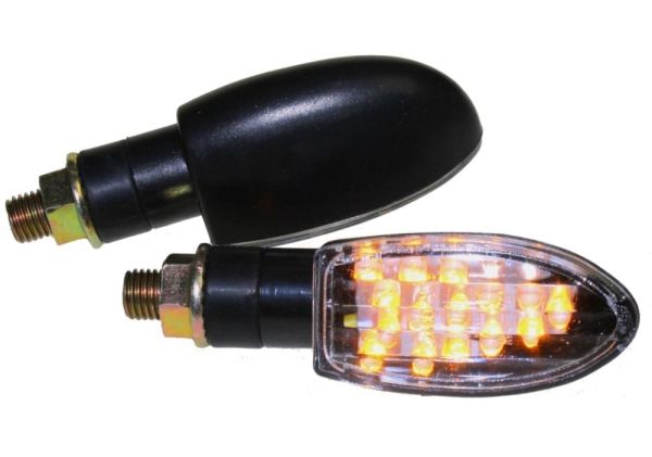 Motorrad Mini Blinker LED Marten schwarz klar E-geprüft (163730)