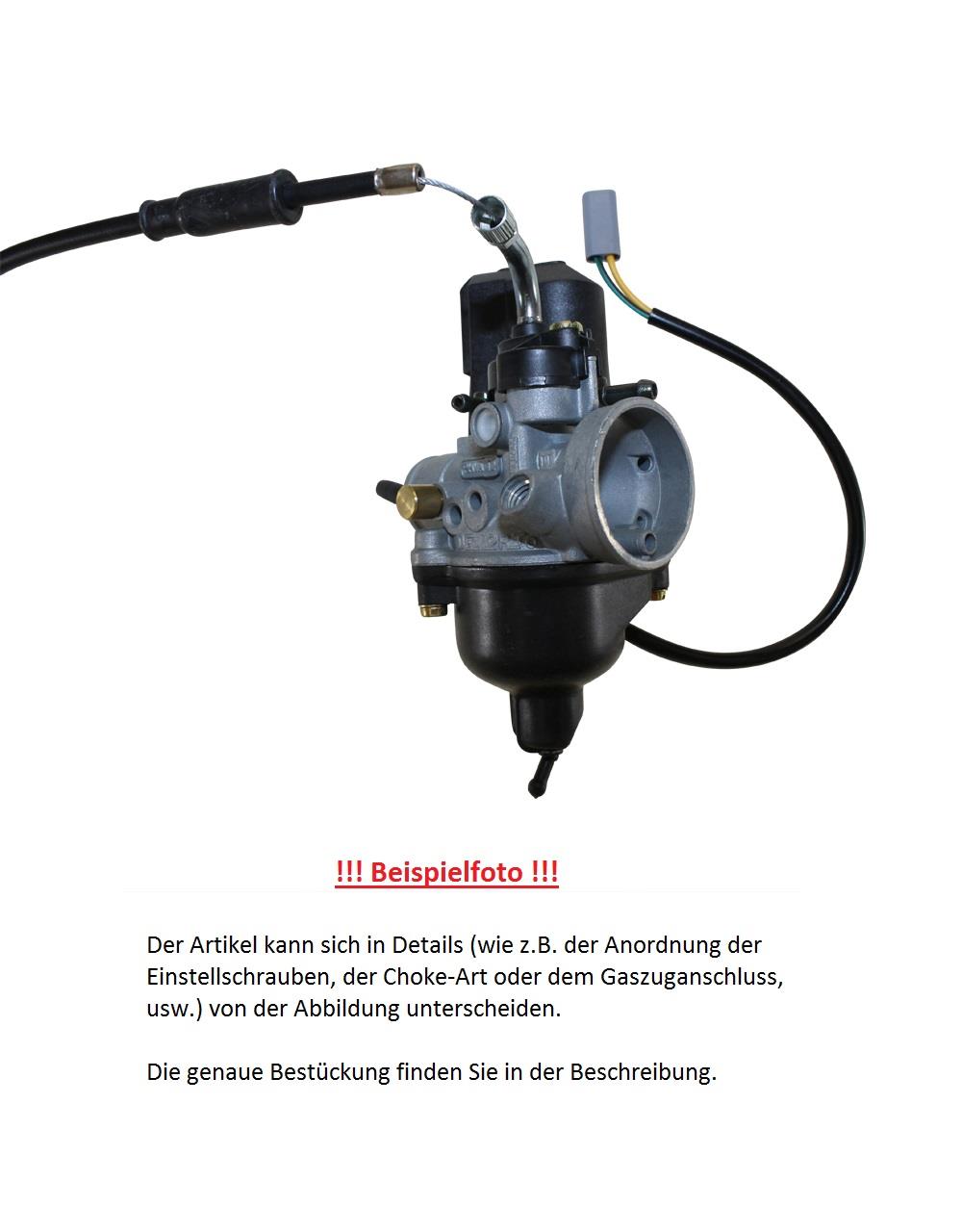 Vergaser DELL'ORTO PHVA 12 QD Rundschieber Standard Ø 12 mm Anschluss  Motor: 24mm Anschluss Luftfilter: 35mm Hauptdüse 76 Nebendüse 38 Mischrohr  FQ209 Nadel A15 inkl. E-Choke/Gasseilzug Note 1 - perfekte Reparatur