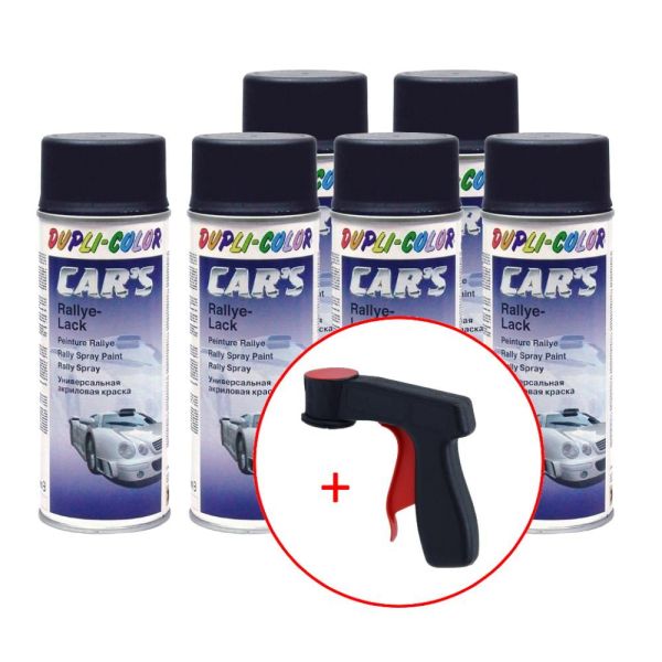 Dupli-Color Car's Rallye Lack Lackspray schwarz matt 6x 400 ml. + 1 Spraydosen Handgriff (DU3858726s731)