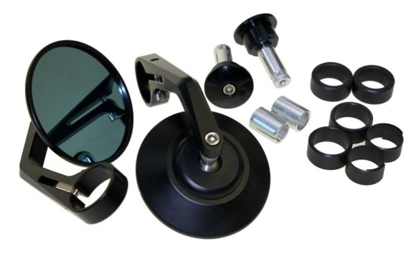 2x Motorrad Spiegel Lenkerendenspiegel Alu CNC schwarz rund universal (163967)
