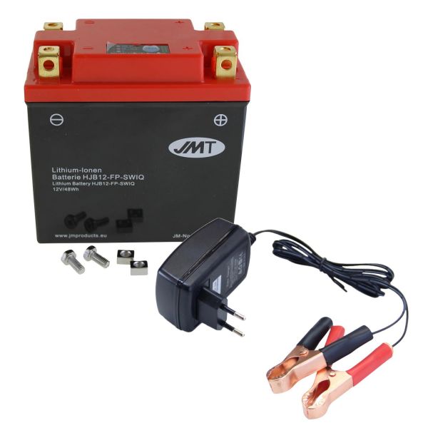 Lithium-Ionen-Batterie JMT HJB12-FP, 12 V 4 Ah, universal 4 Kontakte, DIN 51112 + Ladegerät (9533771)