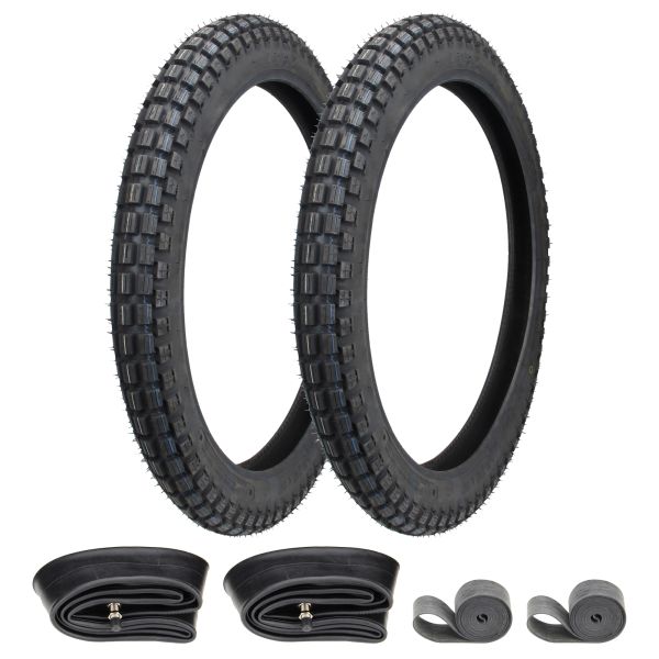 Kenda K262 2.75-19 Enduro Motocross Reifen Set mit Schlauch & Felgenband – Offroad Reifen für 19 Zoll (1033952s2)