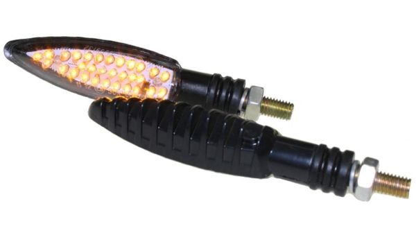 Motorrad Mini Blinker LED Spear schwarz klar E-geprüft M8 (163704)