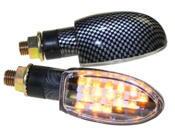 Motorrad Mini Blinker LED Marten carbon klar E-geprüft (163731)