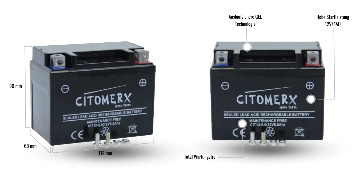 Citomerx Rollerbatterie 12V 5AH - Vorteile