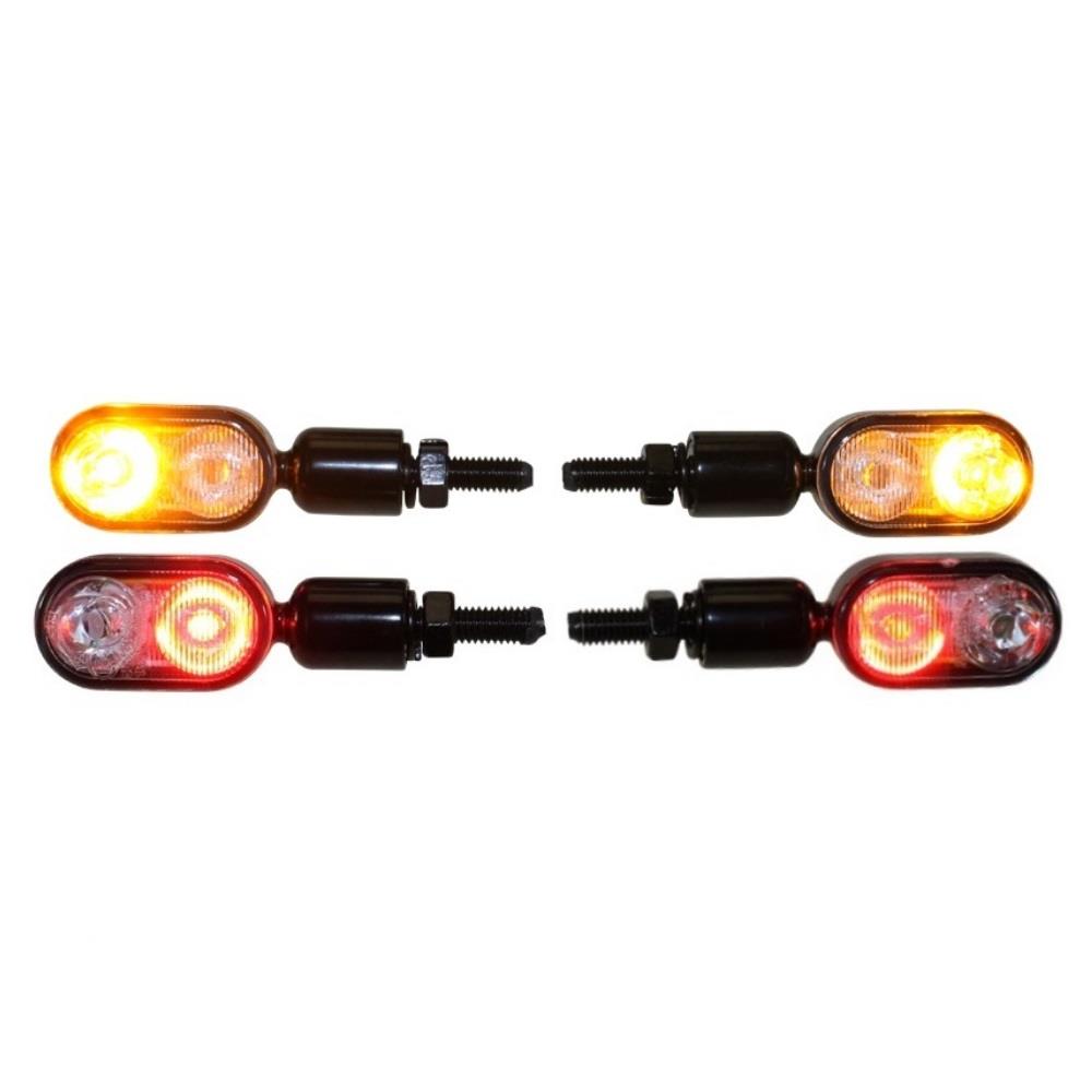 Motorrad LED Blinker/LED Rücklicht Kombination Hyper schwarz klar 4-er Set, LED Blinker, Blinker, Beleuchtung, Universalteile