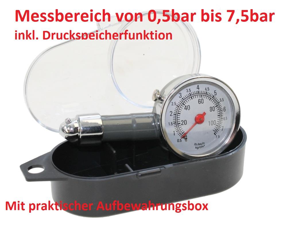 Reifendruckmesser Reifendruckprüfer Luftdruckprüfer 7,5 Bar Messgerät  Luftdruck