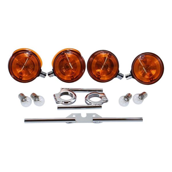 12V Blinker Set komplett E-Zeichen + Blinkerhalter verchromt für Simson S51 S50 (168055s2)