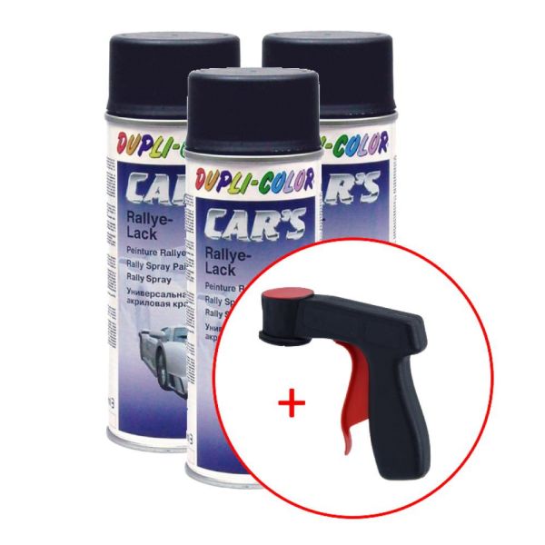 Dupli-Color Car's Rallye Lack Lackspray schwarz matt 3x 400 ml. + 1 Spraydosen Handgriff (DU3858723s731)