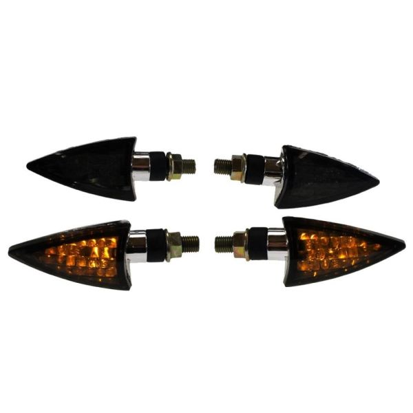 4x Motorrad Mini Blinker LED Rob chrom getönt E-geprüft M10 (164833)