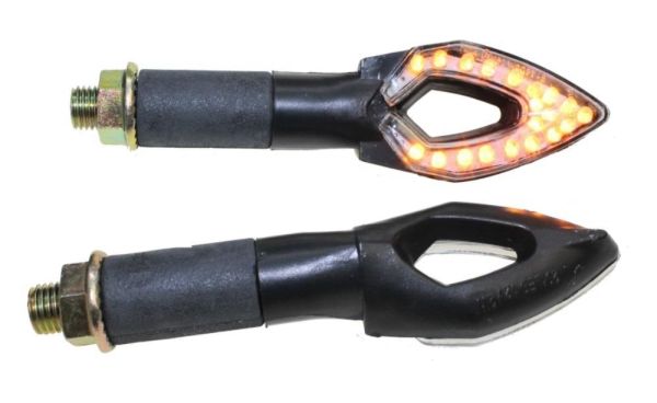 Motorrad Mini Blinker LED Candle schwarz klar E-geprüft M10 (163705)