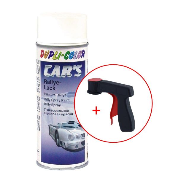 Dupli-Color Car's Rallye Lack Lackspray weiß seidenmatt 400 ml. + 1 Spraydosen Handgriff (DU652233s731)