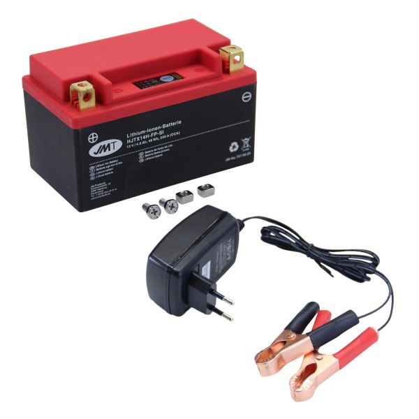 Lithium-Ionen-Batterie JMT HJTX14H-FP, 12 V 4 Ah, Pluspol links, DIN 51013 + Ladegerät (9533871)