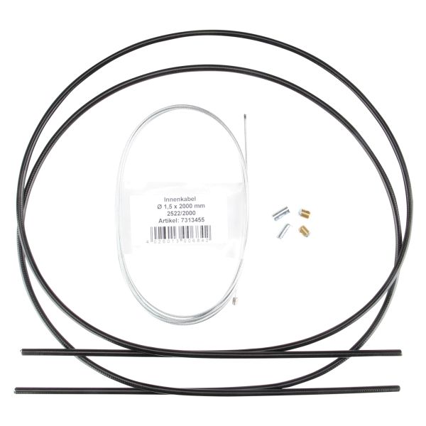Universal Bowdenzug Seilzug 2x Nippel Hülle Gaszug 2 Meter für Roller Moped Motorrad (1039272)