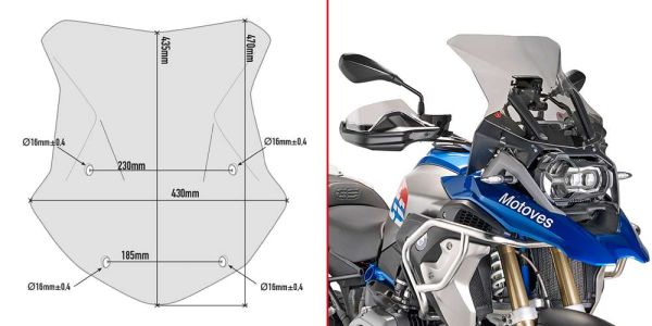 Givi Windschild 5124DG getönt 435 mm x 430 mm für verschiedene BMW Modelle mit ABE (5124DG)