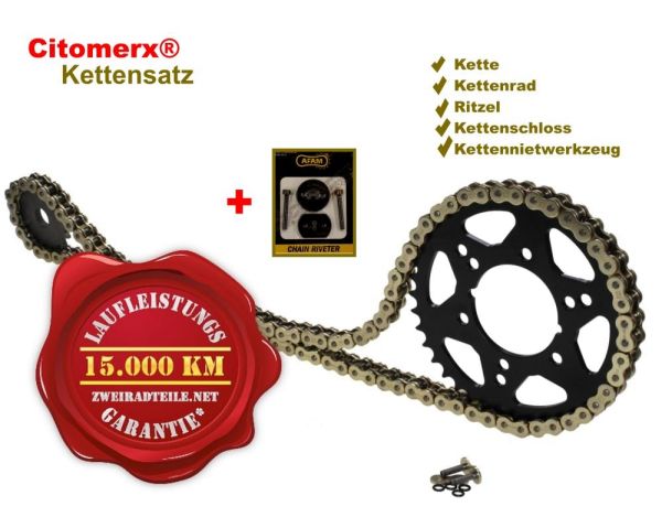 Kettensatz 15 44 X-Ring verstärkt für Suzuki SV650 X, Y, K1-K8 1999-2008 g + Kettennietwerkzeug (165396)