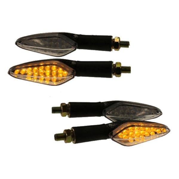 4x Motorrad Mini Blinker LED Shower carbon klar E-geprüft (164849)