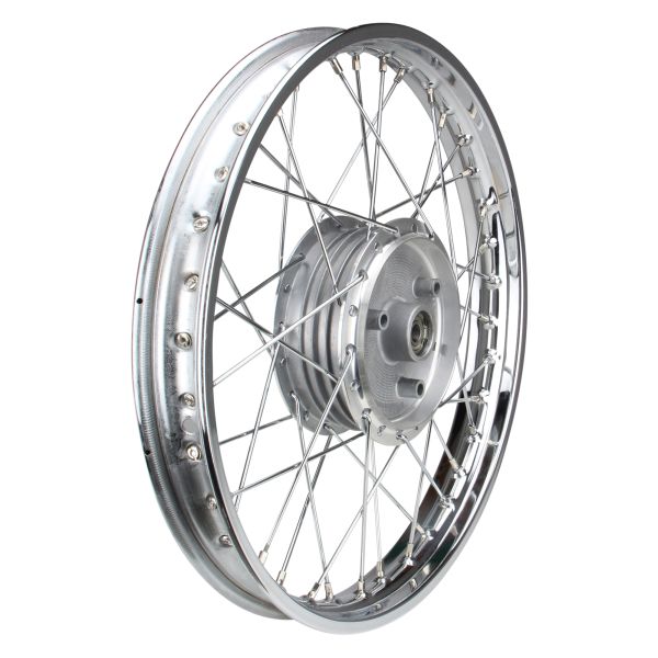 Stahl Speichenrad komplett 1,50x16 Zoll Felge chrom / Speichen chrom für Simson S50 S51 S53 S70 KR51 Schwalbe SR4 (167524)