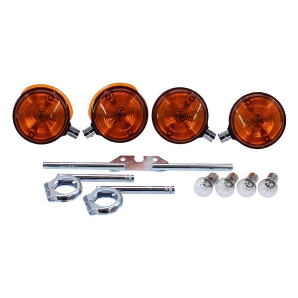 12V Blinker Set komplett E-Zeichen + Blinkerhalter verzinkt für Simson S51 S50 (168052s2)