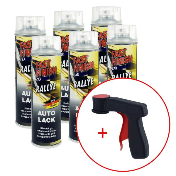 FastFinish Fast Finish Rallye Klarlack glänzend 6x 500 ml. + 1 Spraydosen Handgriff (FF2928596s731)