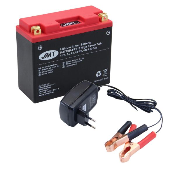 Batterie Lithium Ionen 12V 7Ah wartungsfrei HJT12B-FPZ-S Citomerx mit Ladegerät für Roller/Motorrad (1640691)