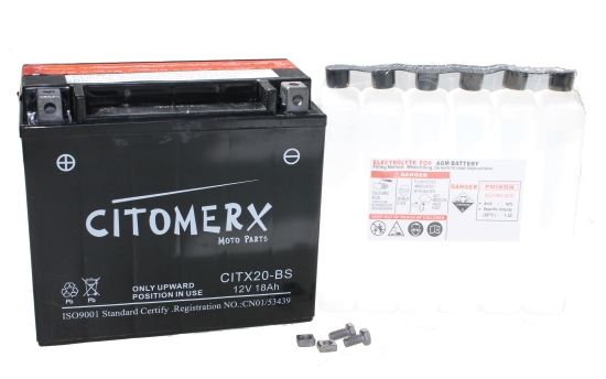 Flüssigbatterie CIT YTX20, 12 V 18 Ah, Pluspol links, DIN 82001 (160900)