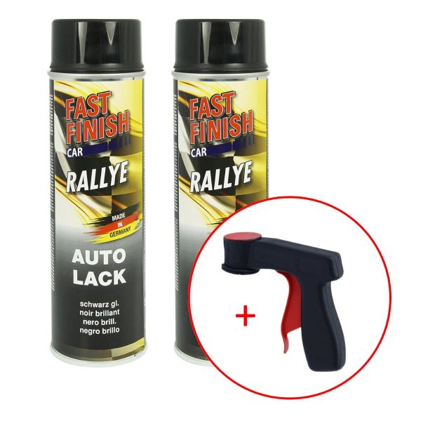 FastFinish Fast Finish Rallye Lack schwarz glänzend 2x 500 ml. + 1 Spraydosen Handgriff (FF2928352s731)