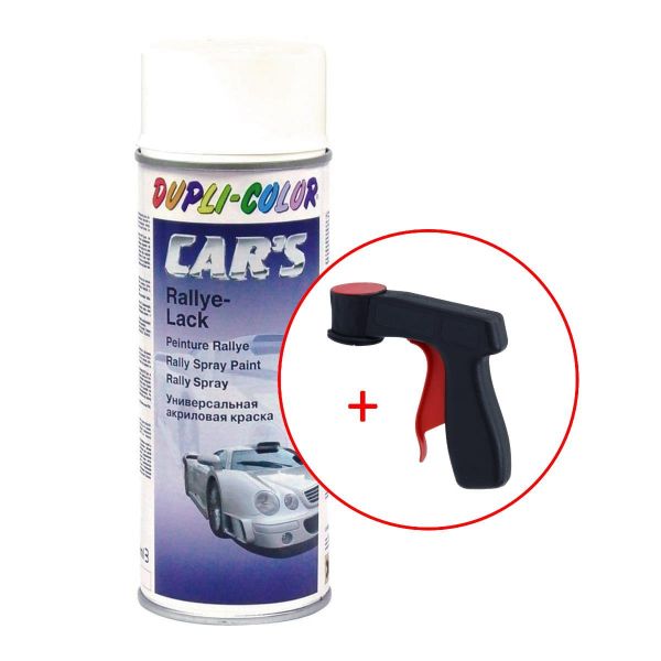 Dupli-Color Car's Rallye Lack Lackspray weiß matt 400 ml. + 1 Spraydosen Handgriff (DU651953s731)