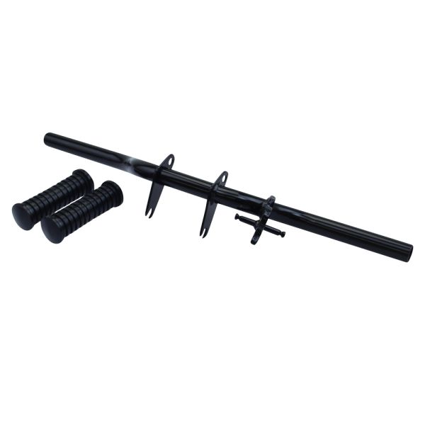 Fußrastenträger Tragrohr schwarz (ohne Halteplatte Seitenständer) +Fußrastengummi quergerippt Simson S50 S51 S53 S70 S83 (102635)