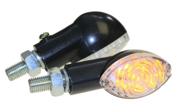 Motorrad Mini Blinker LED Arken schwarz klar E-geprüft M10 (163717)