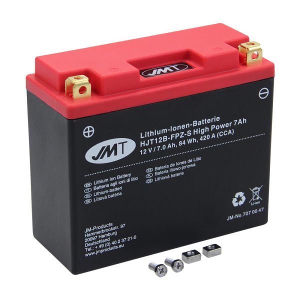 Lithium-Ionen-Batterie JMT HJT12B-FP Z-S, 12 V 7 Ah, Pluspol links, DIN 51422 (164069)