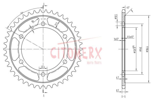 Kettenrad hinten 42 Zähne 530er Teilung für Kawasaki VN 800, ZXR 750, ZZR 400, 600, Suzuki GSX 1300 (163203)