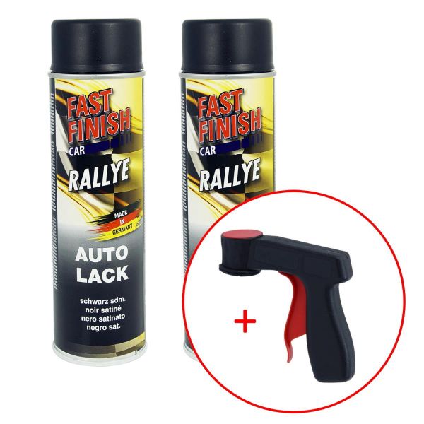 FastFinish Fast Finish Rallye Lack schwarz seidenmatt 2x 500 ml. + 1 Spraydosen Handgriff (FF2958982s731)