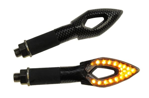 Motorrad Mini Blinker LED Candle carbon klar E-geprüft M10 